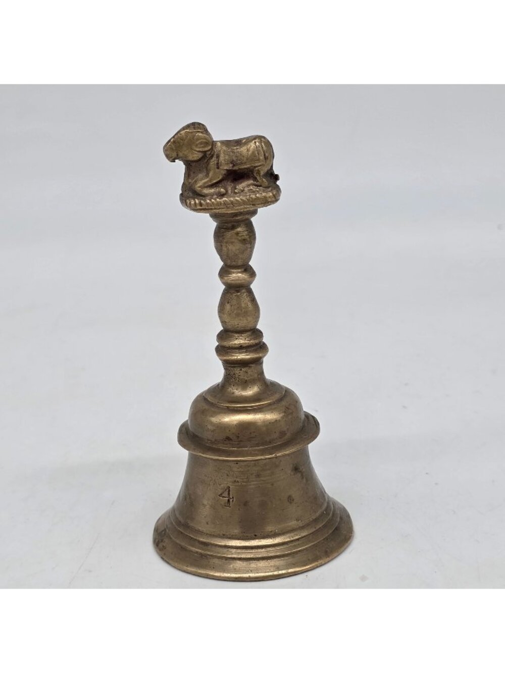 Brass Bell With Ram Figure Handle With High Frequency Tone Nandi